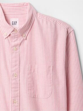 0077 GAP Pink Striped Button-Front Women's Shirt